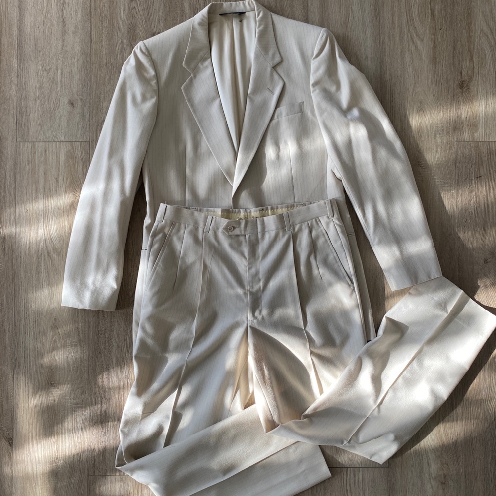 Vintage Pierre Cardin cream pin striped suit